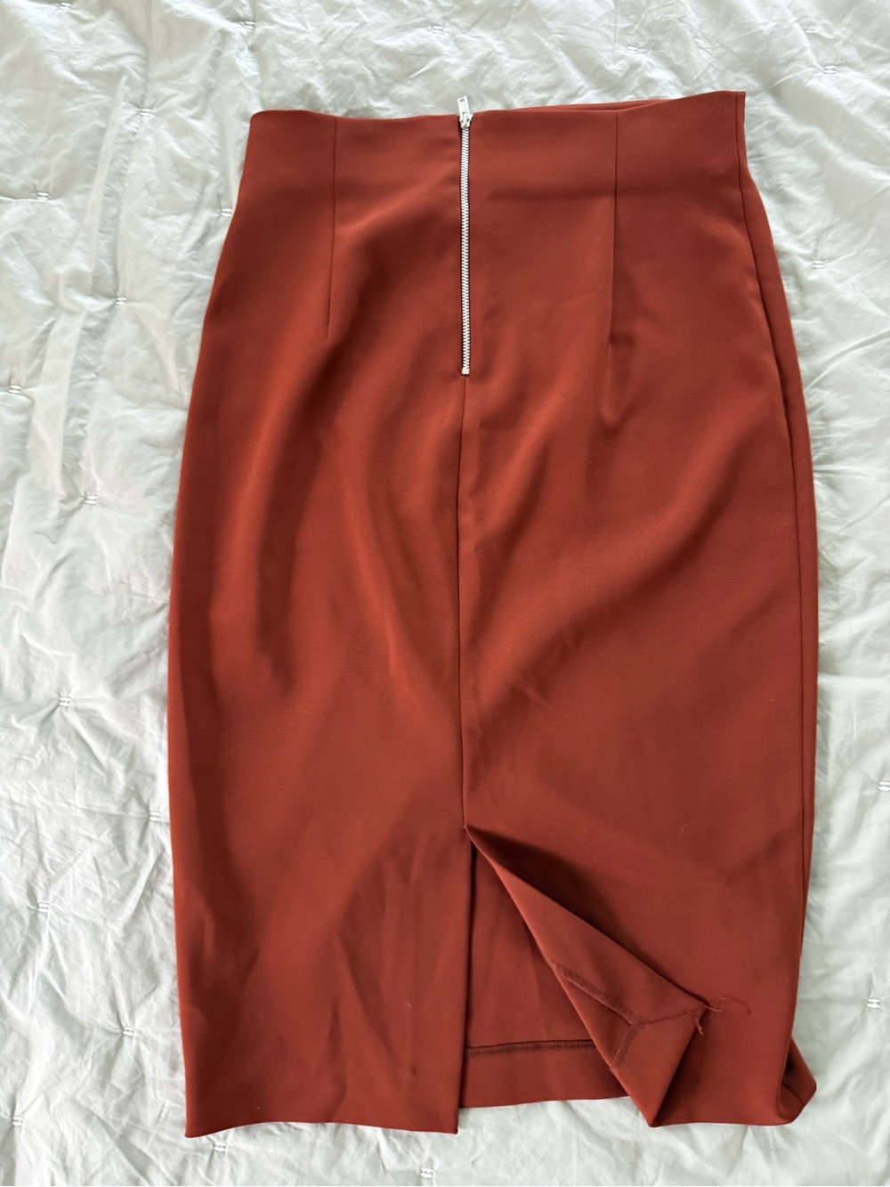 Zara Brick Red High-Waist Pencil Skirt - Picture 2 of 3